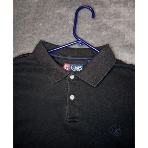 Men's Chaps Black Pull Over Long Sleeve Polo Style Shirt XL - Picture 3 of 5